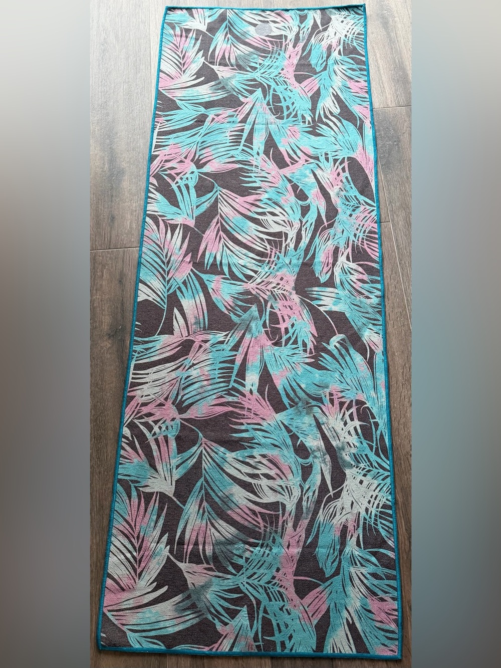 Manduka Tropical Leaf Print Yoga Mat in Teal, Pink, White